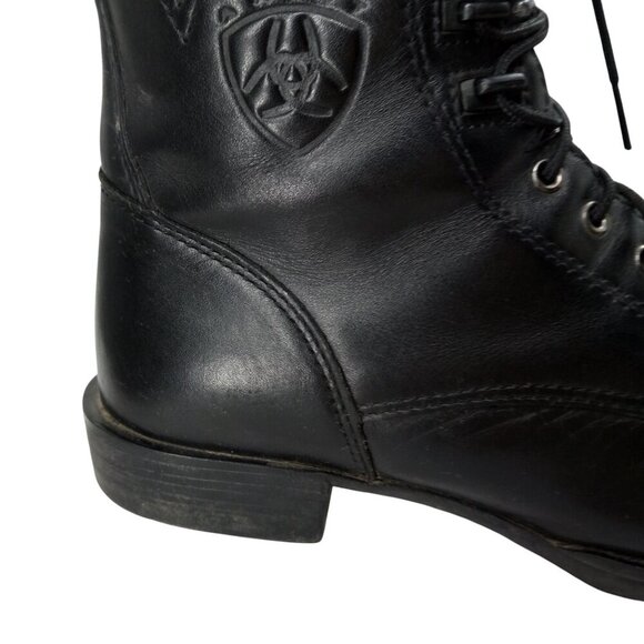 Ariat Black Leather Kiltie Paddock Western Riding Boots Size 6.5 Cowboy Womens - Picture 15 of 16